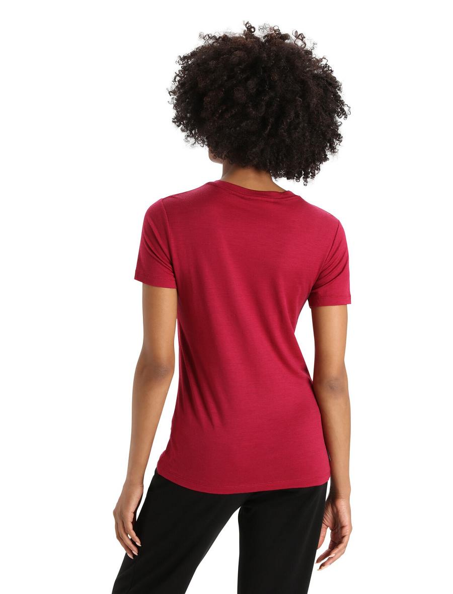 T Shirts Icebreaker Merino Tech Lite II Corta Sleeve Mountain Geology Femme Rose | FR 1609LISH